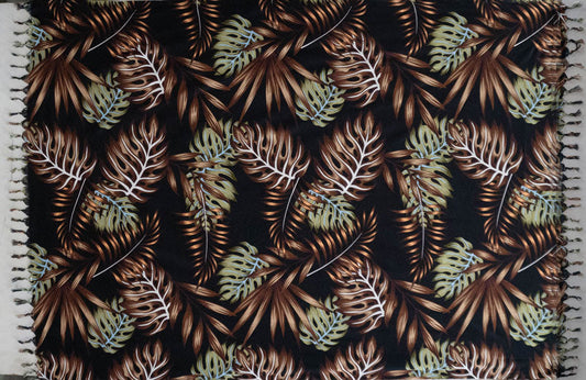 All Over Split Leaves Sarong with Fringes