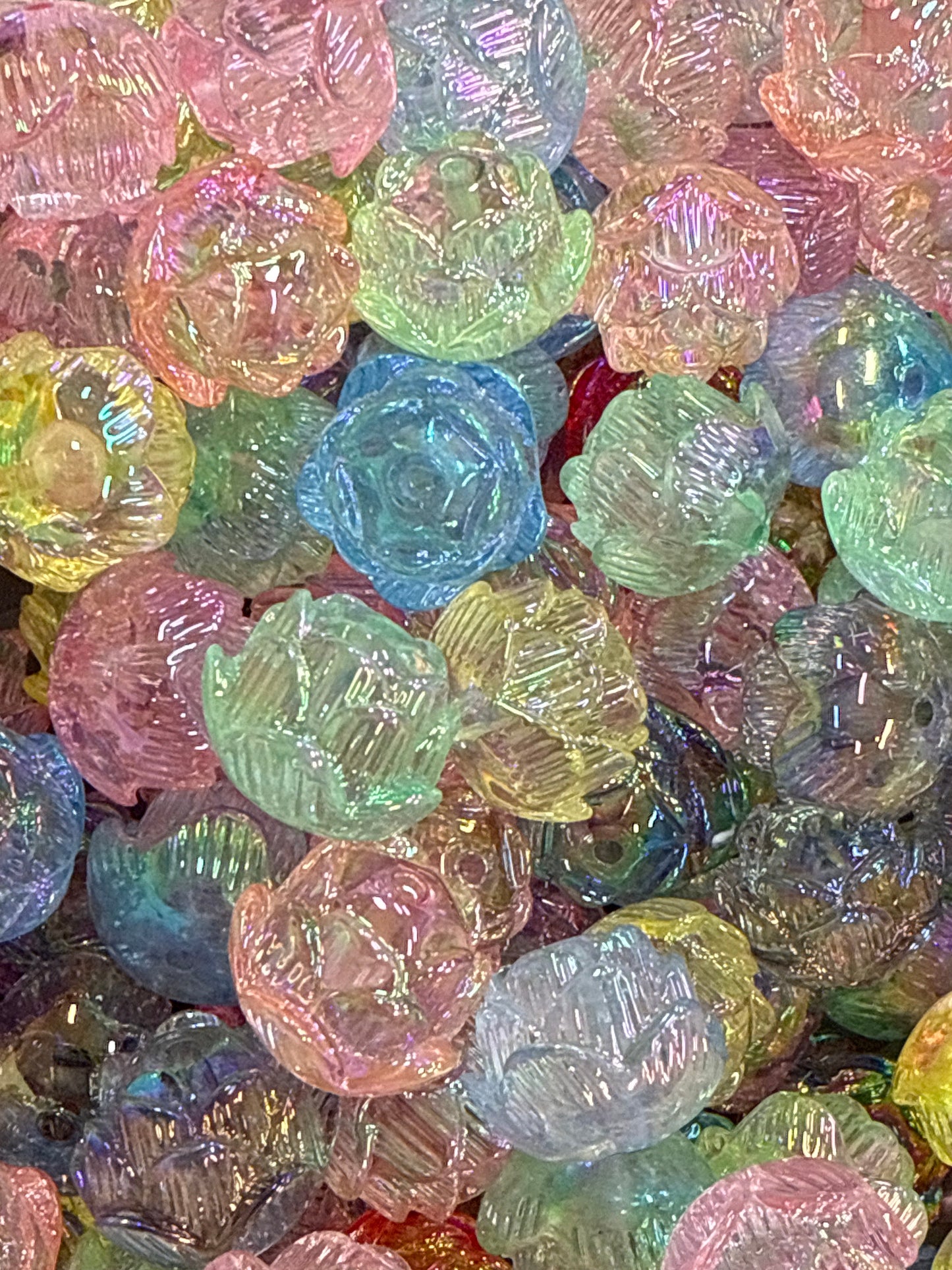 Acrylic Rose Bead Random Color Mix - 20mm - 10 pack (duplicates possible)