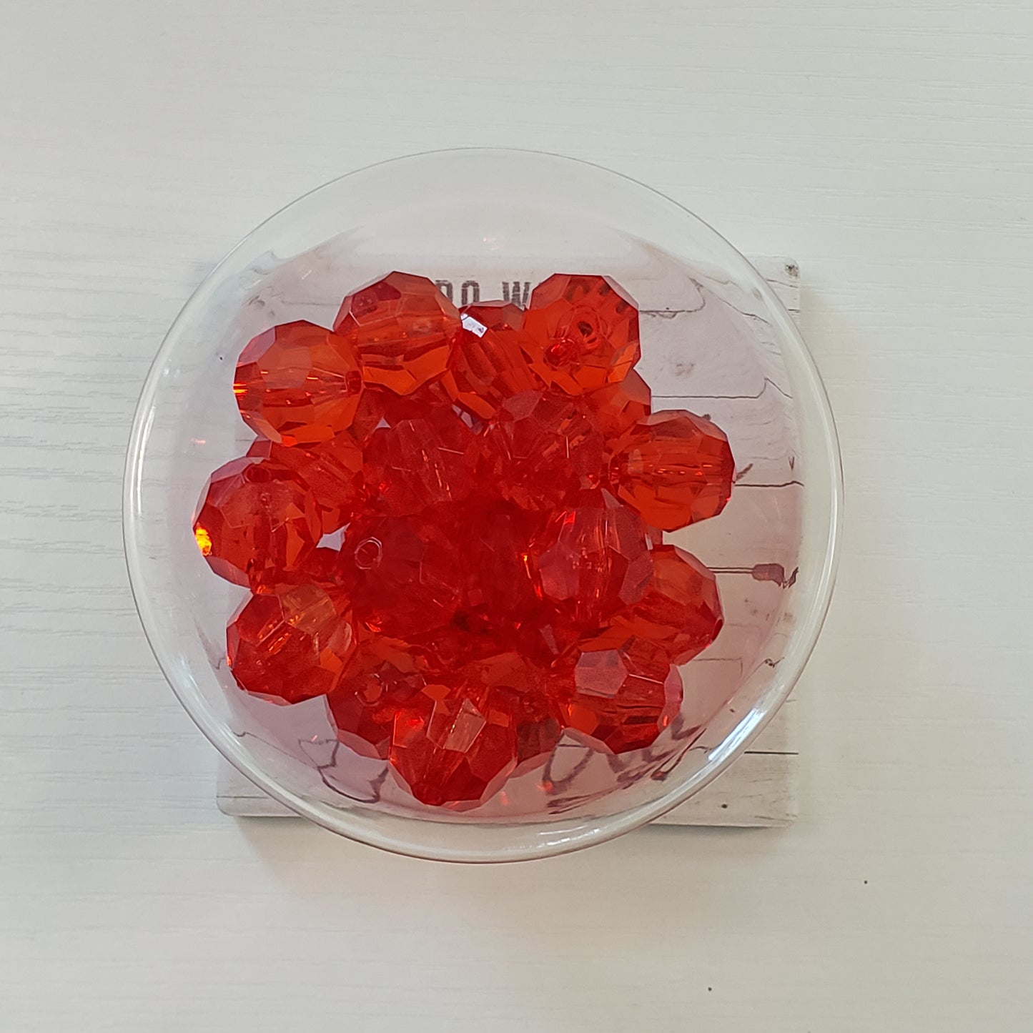 Acrylic 20mm Facet Red Bead 10 Count