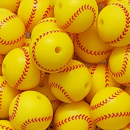 15mm Printed Silicone Bead Softball - 10 Count
