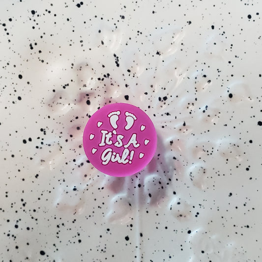 Baby - It's a Girl Dark Pink Silicone Focal 9502