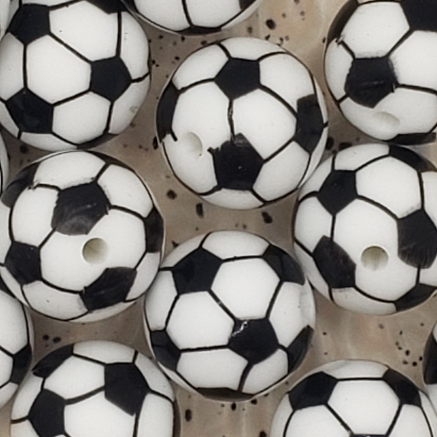 15mm Printed Silicone Bead Soccer - 10 Count