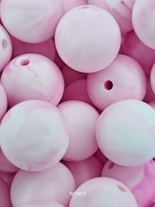 15mm Marble Pink Silicone Bead - 10 Count