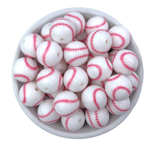 20mm Printed Acrylic Baseball Bead