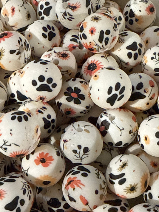 Silicone Bead Garden Dog Paw P21  15mm - 10 pack