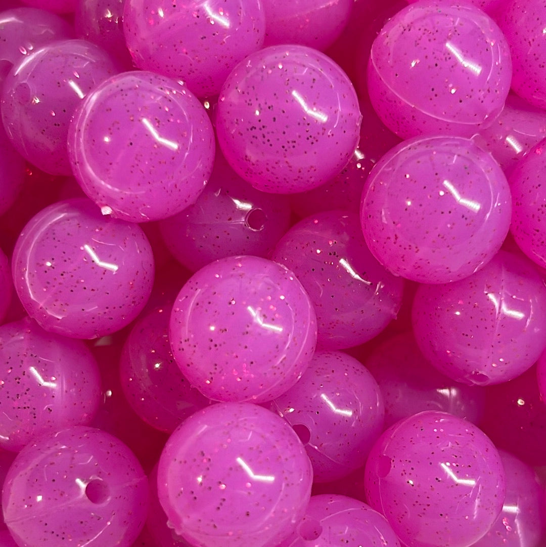 Silicone Bead Glitter Orchid P59 - 15mm - 10 pack