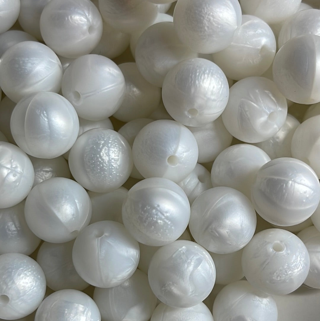 Silicone Bead Pearl White S13 A05-11 - 15mm - 10 pack