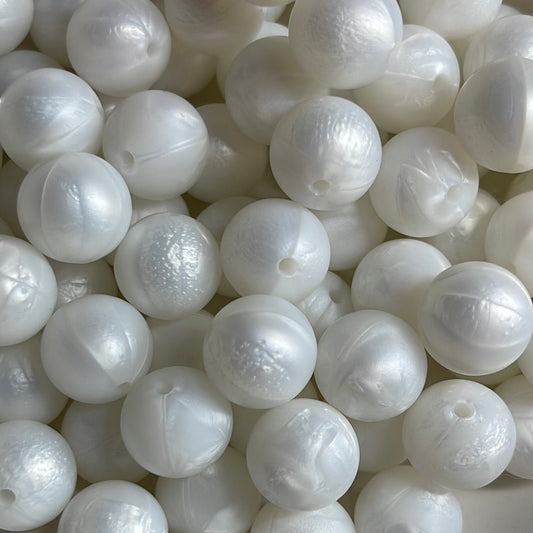 Silicone Bead Pearl White S13 A05-11 - 15mm - 10 pack