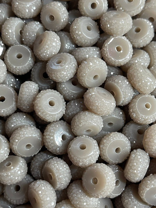 Bling Spacers Beads Grey - 12mm - 10 pack