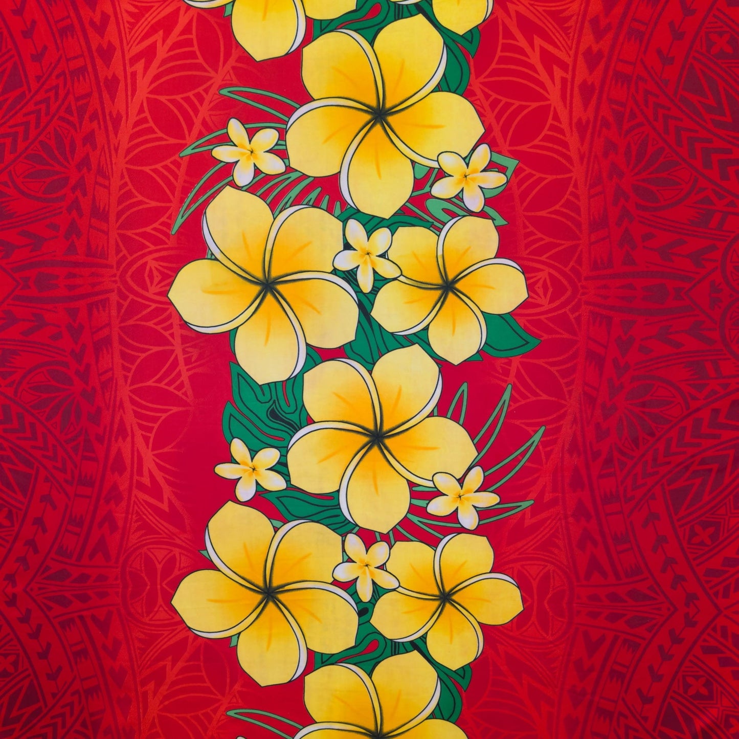 Traditional Tattoo Plumeria Monstera Leaves design Fabric | Peachskin