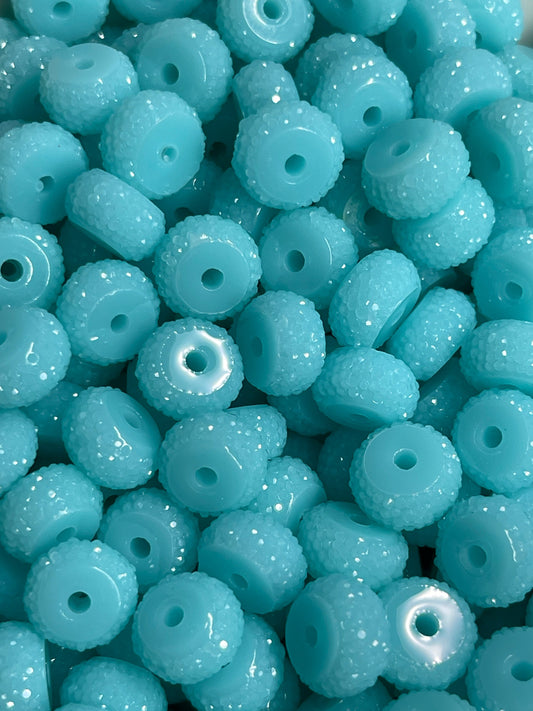 Bling Spacers Beads Aqua Turquoise - 12mm - 10 pack