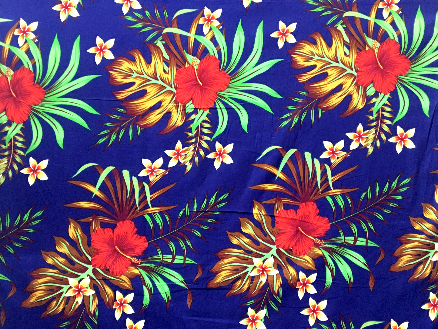 Hibiscus Monstera & Plumeria Flower Clusters Cotton Fabric | Islands Fabric