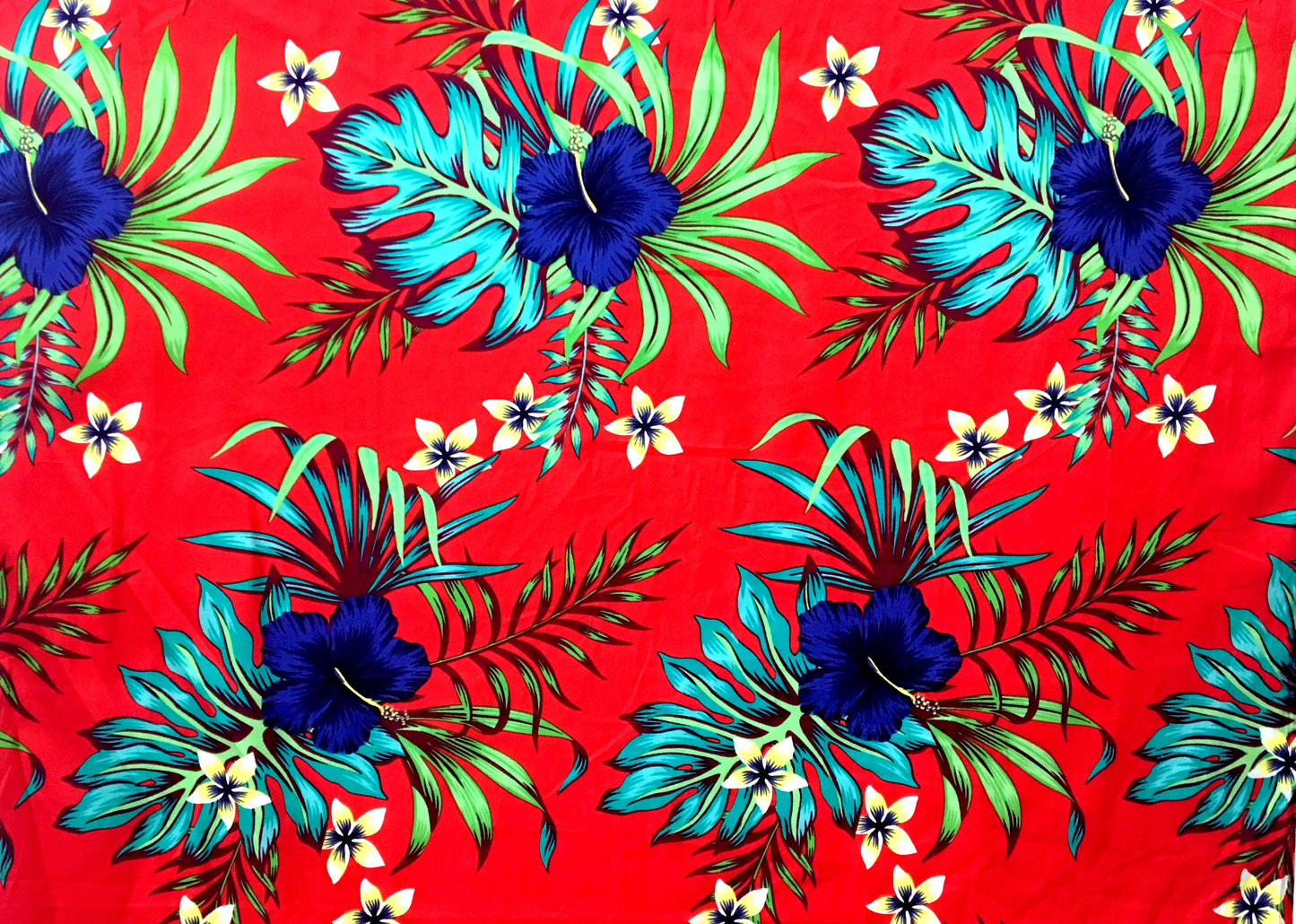 Hibiscus Monstera & Plumeria Flower Clusters Cotton Fabric | Islands Fabric