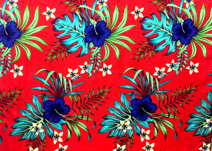 Hibiscus Monstera & Plumeria Flower Clusters Cotton Fabric | Islands Fabric