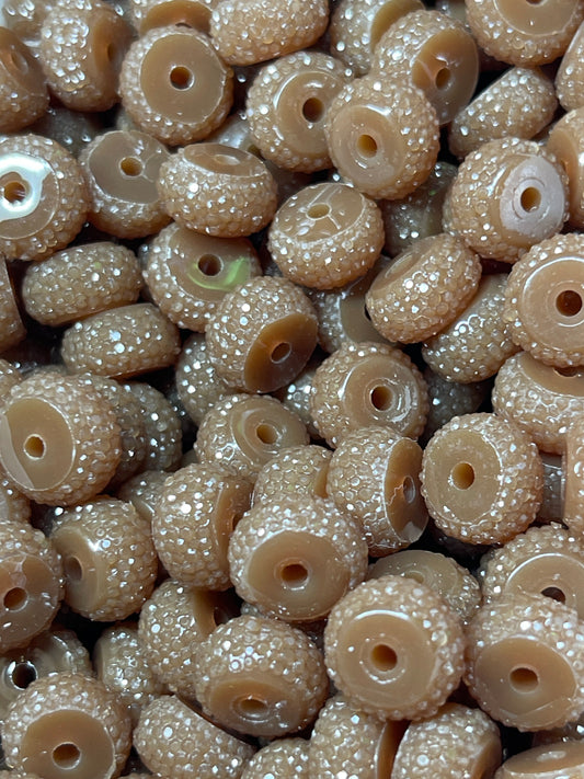 Bling Spacers Beads Chocolate - 12mm - 10 pack