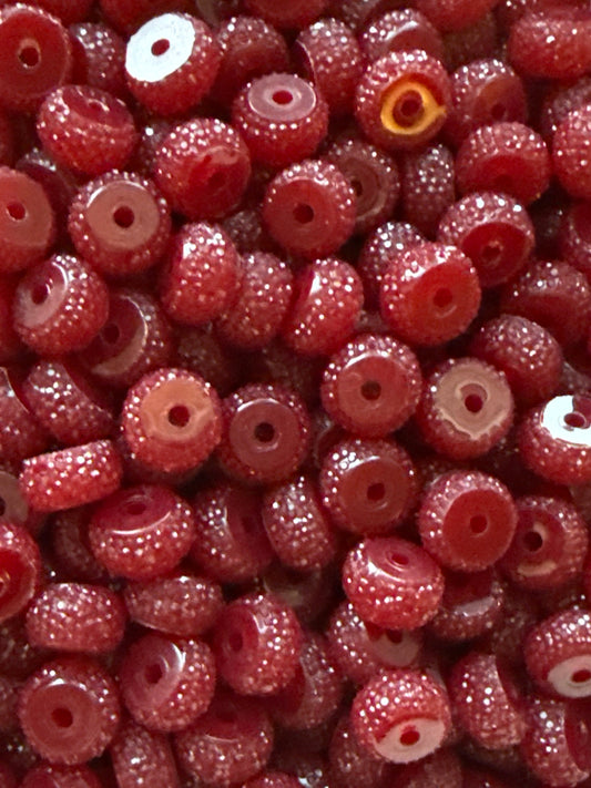 Bling Spacer Mahogany Red Beads - 12mm - 10 pack