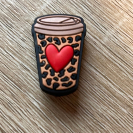 Cheetah Heart Coffee Cup Cross Brown Silicone Focal