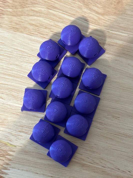 Bead with Flat-Back Attachment for Acrylic Flatbacks Purple 3D Printed - 16mm - 10 pack