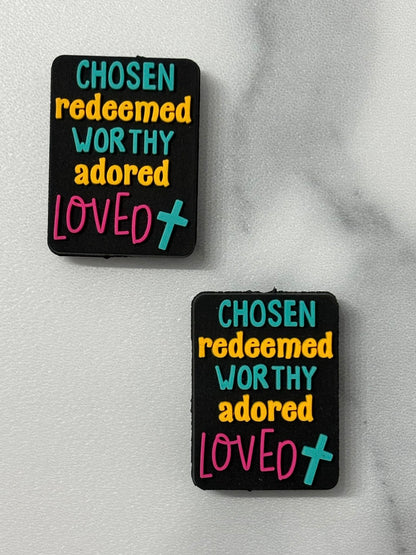 Faith - Chosen Redeem Worthy Adored Loved  PVC Focal 0457
