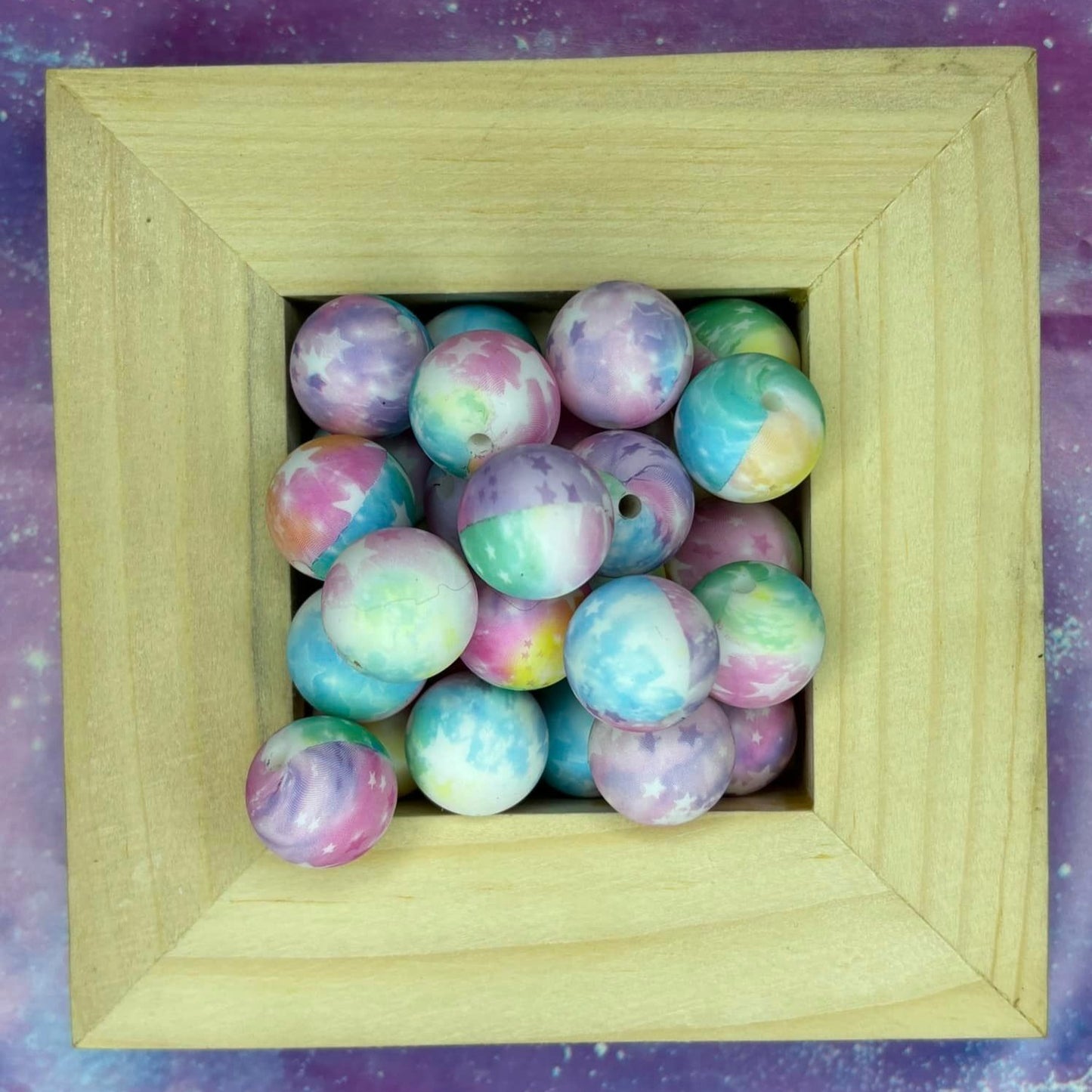 15mm Printed Silicone Pastel Bead