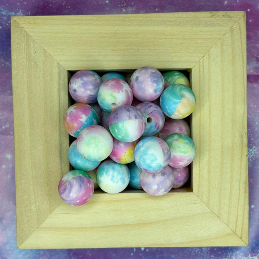 15mm Printed Silicone Pastel Bead