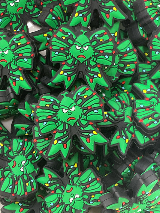 PublicGrinch Christmas Coquette Bow Silicone Focal