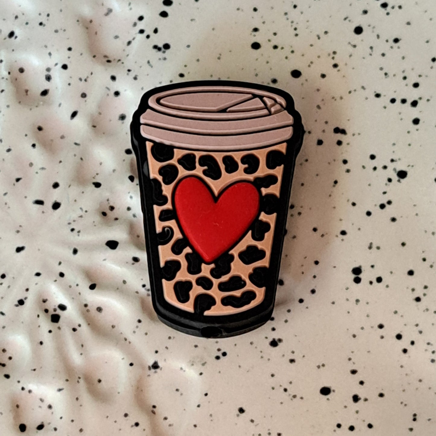 Coffee Cup Cheetah with Heart Silicone Focal 0288