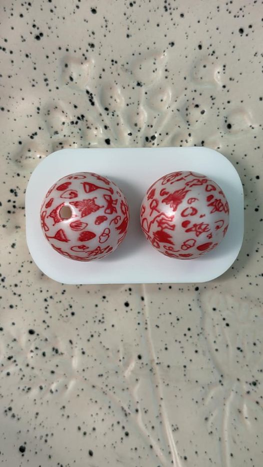 Acrylic 20mm Printed  Valentine Bead 10 Count