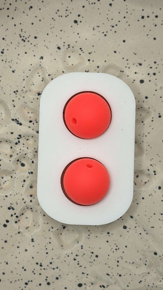 15mm Solid Shocking Pink Silicone Bead