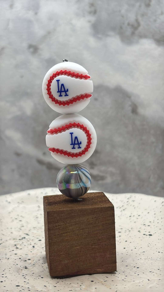 Baseball - LA Dodgers - 3D Baseball 20mm Silicone Focal - 3 Count