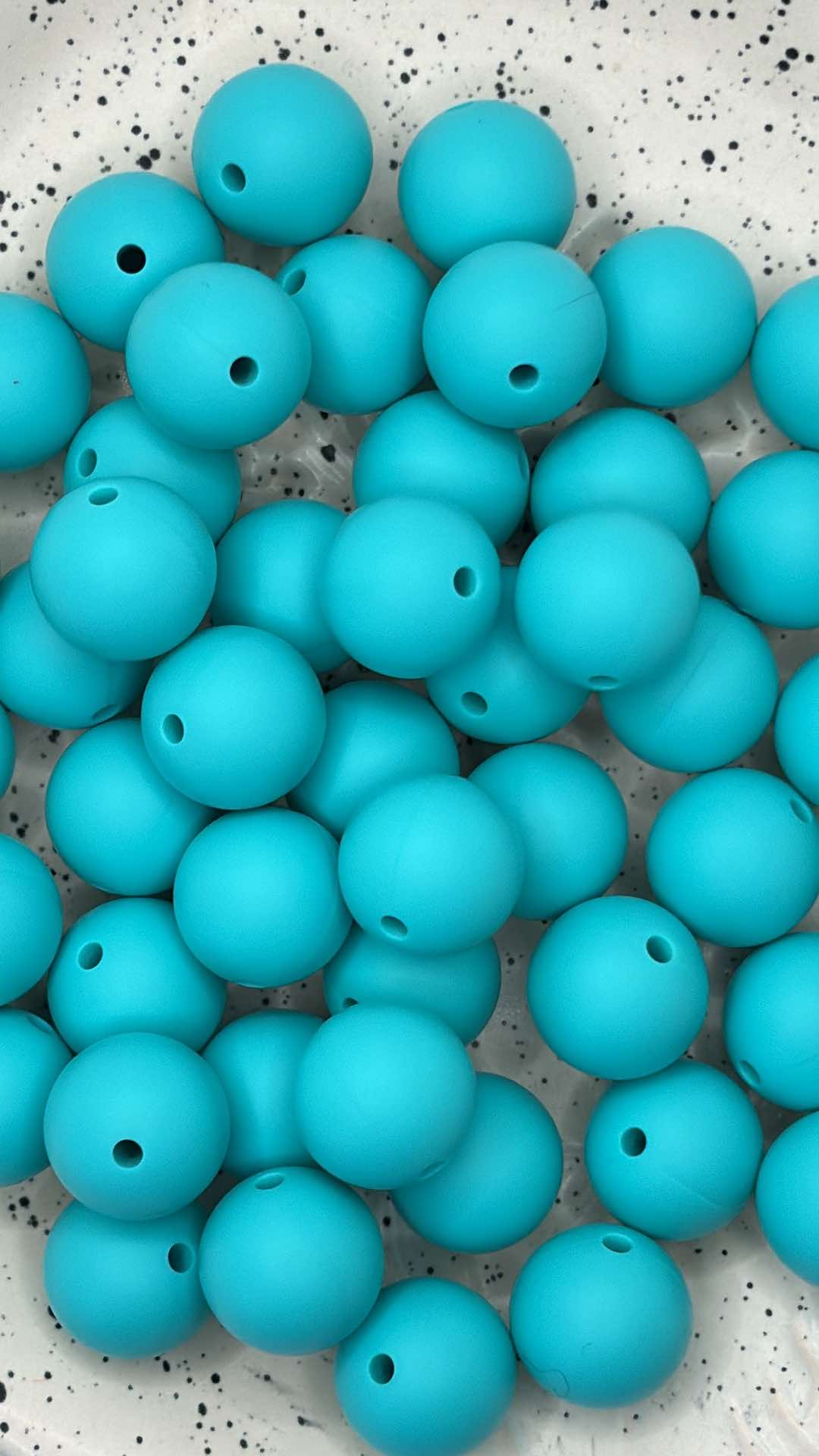 15mm Solid Turquoise Silicone Bead #1