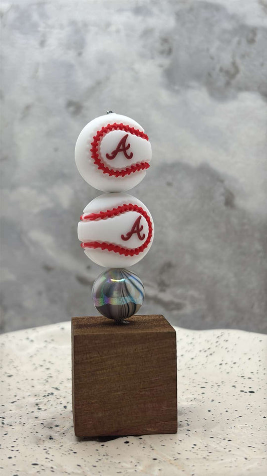 Baseball - Atlanta Braves - 3D Baseball 20mm Silicone Focal - 5 Count
