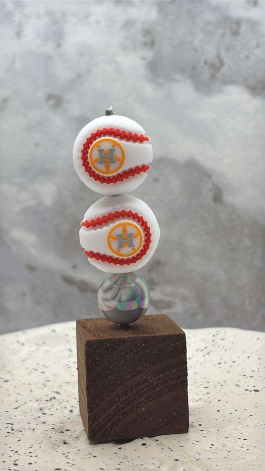 Baseball - Houston Astros - 3D Baseball 20mm Silicone Focal - 3 Count