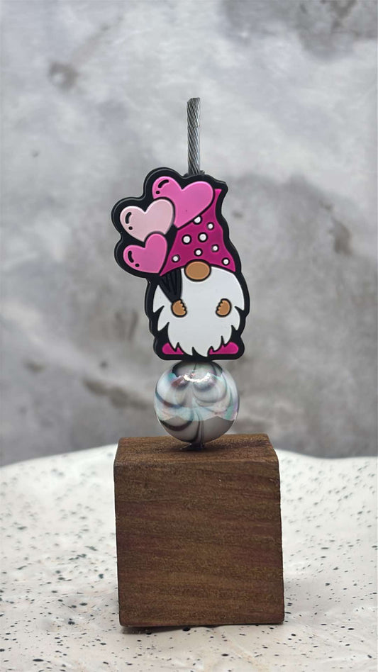 Gnome with Balloons Valentine Pink Silicone Focal 0309