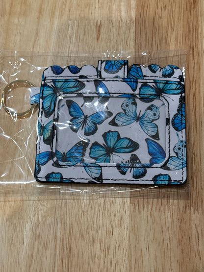 Mini Card Butterfly Blue w/Gold Hardware Wallet