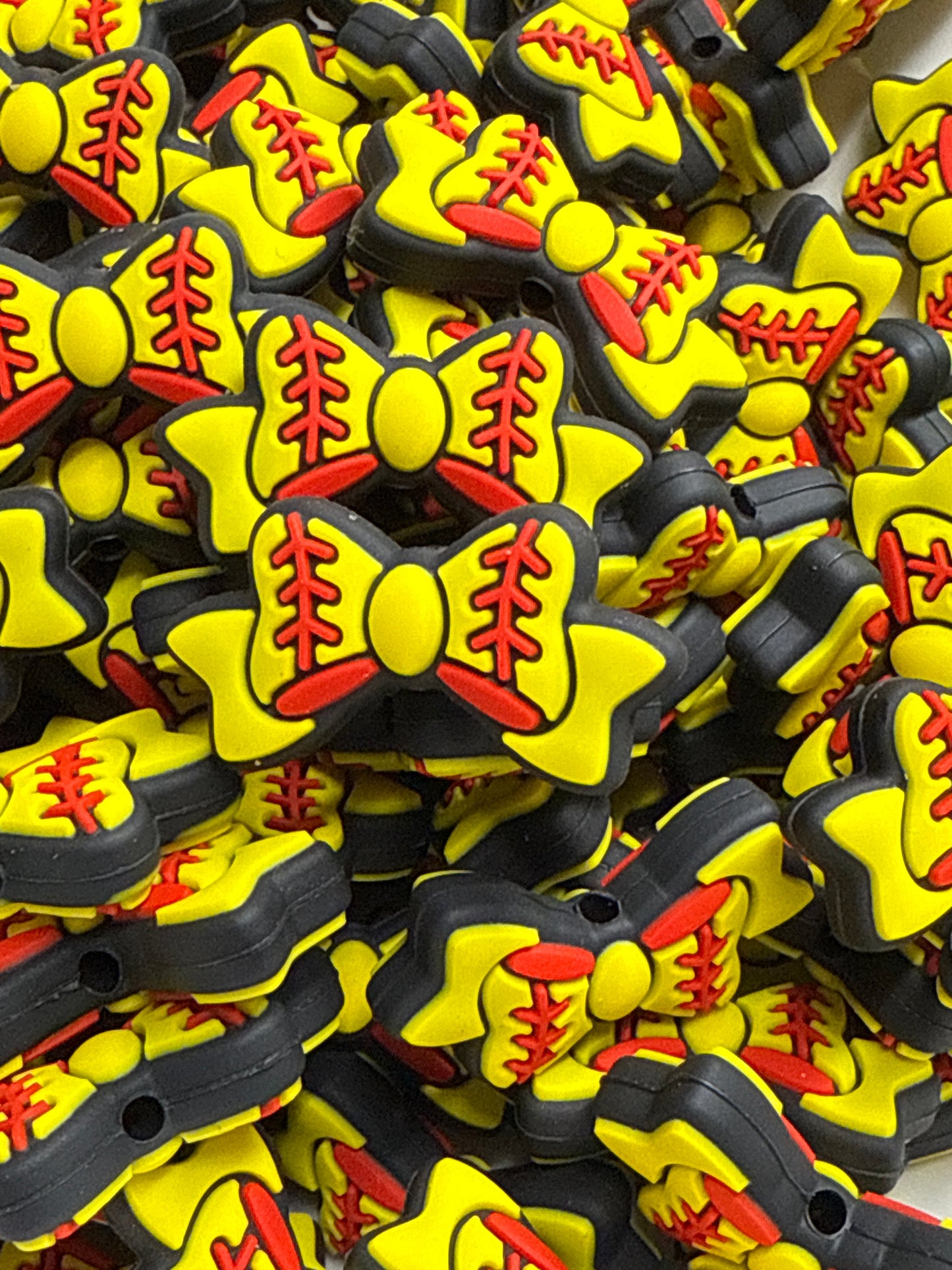 Bow Spacer Silicone Bead - Softball - 10 pack