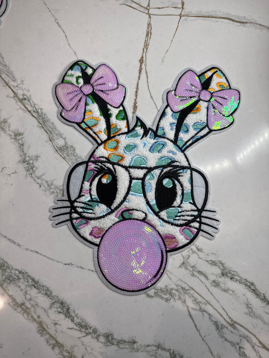 Bubble Gum Easter Rabbit Chenille Patch Large