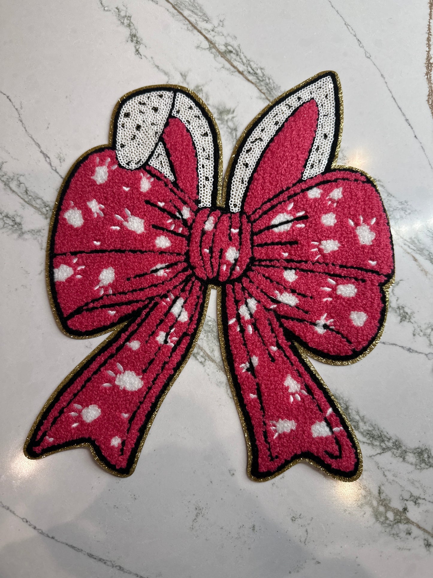 Bunny Ears Coquette Bow Chenille Patch Large
