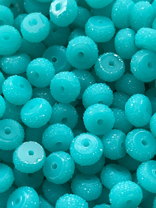 Bling Spacers Beads Dark Turquoise - 12mm - 10 pack