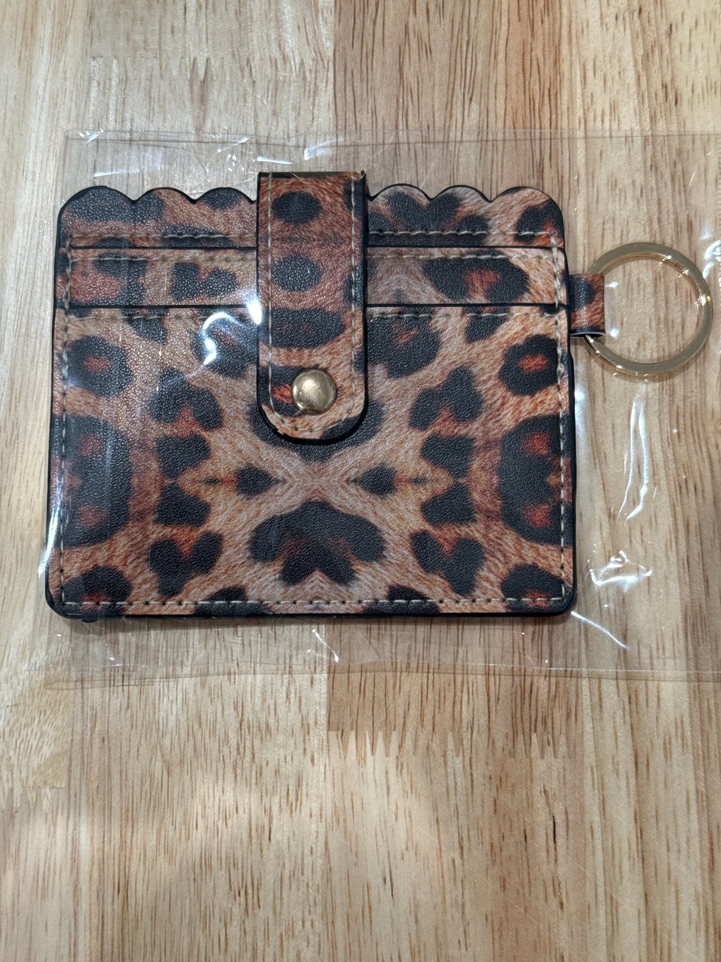 Mini Card Dark Cheetah w/Gold Hardware Wallet