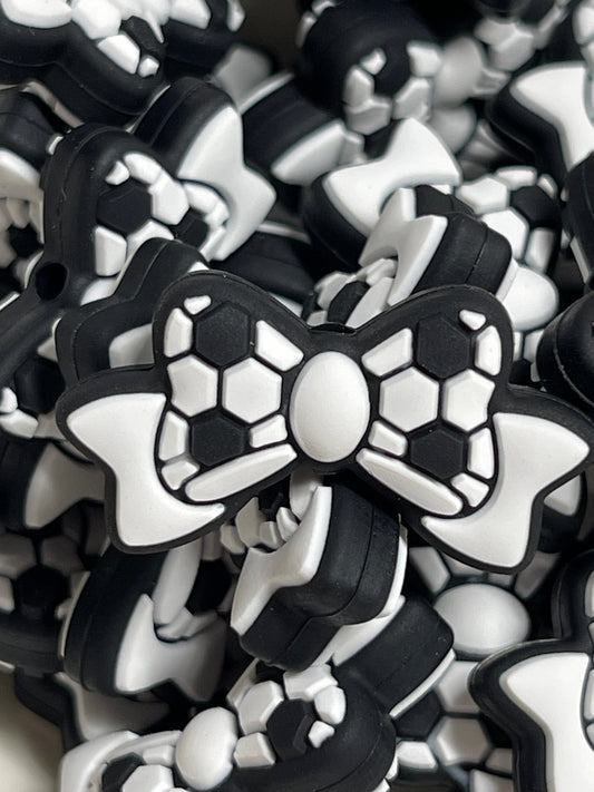 Bow Spacer Silicone Bead - Soccer - 10 pack
