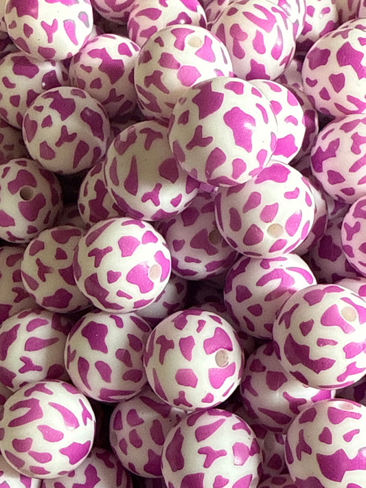Silicone Bead Cow Magenta P72 - 15mm - 10 pack