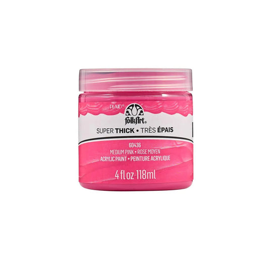 FolkArt Super Thick Acrylic Paint - Medium Pink (4 oz Bottle)