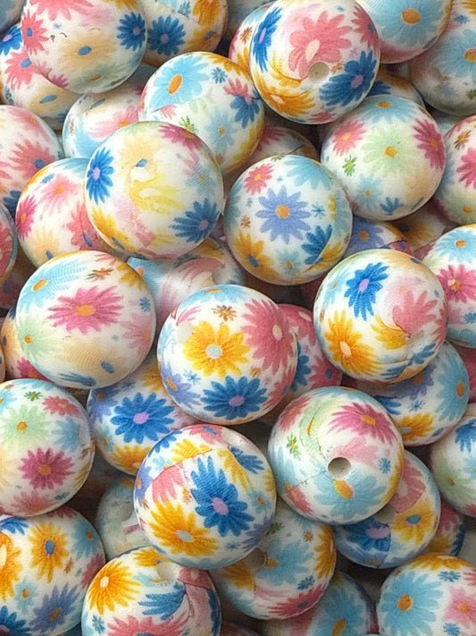 Silicone Bead Spring Daisies P70 - 15mm - 10 pack