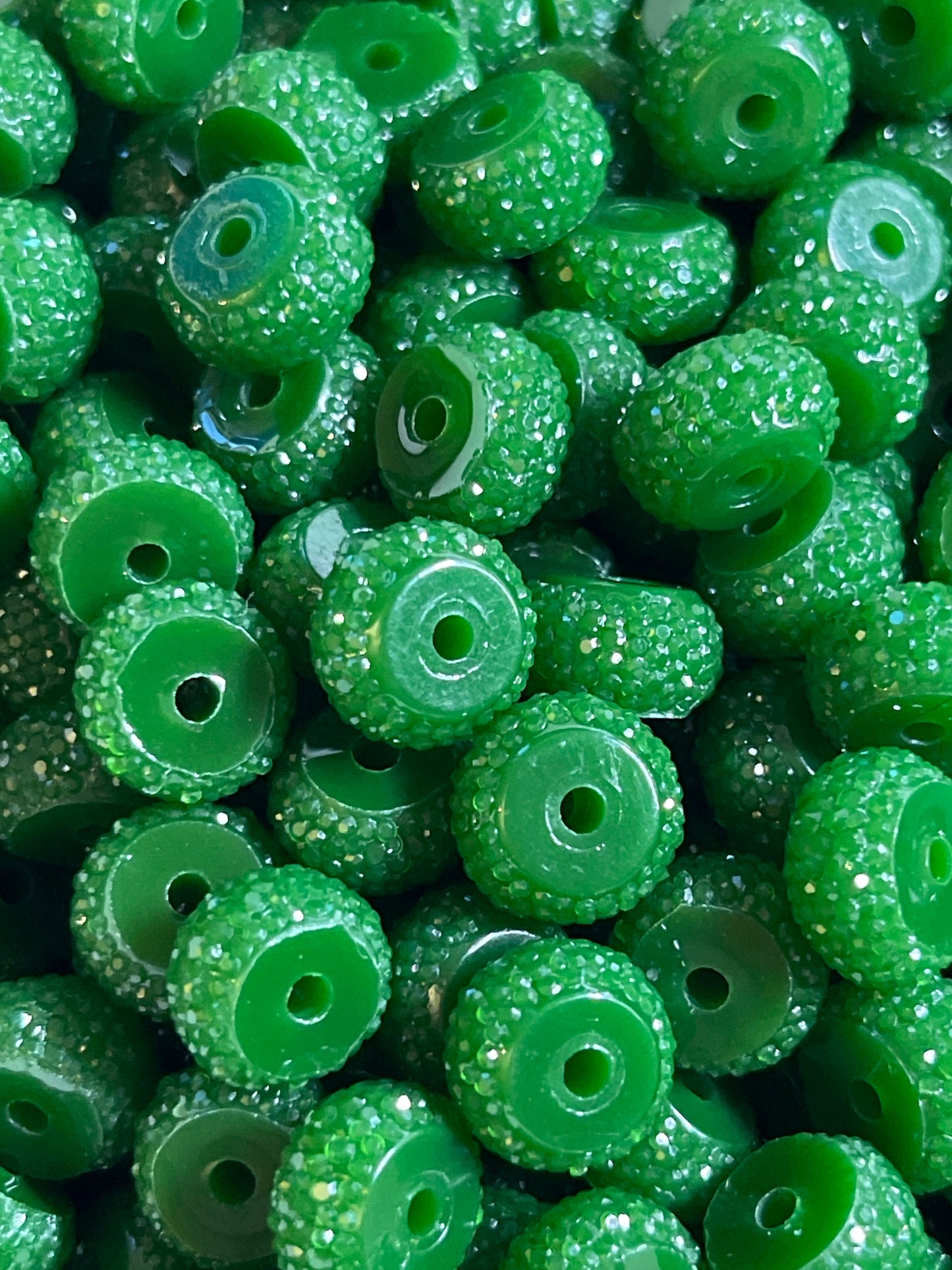 Bling Spacers Beads Pine Green - 12mm - 10 pack