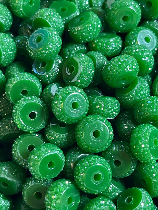 Bling Spacers Beads Pine Green - 12mm - 10 pack