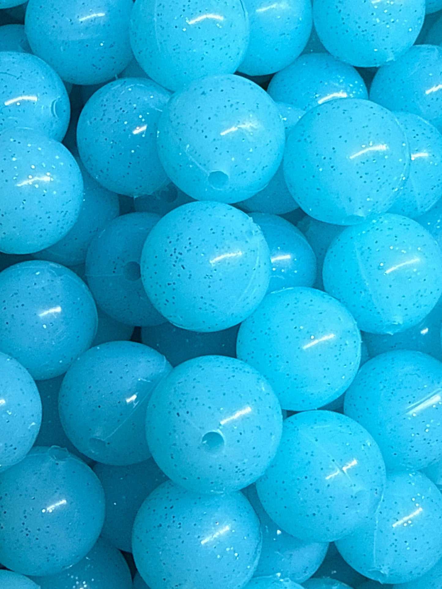 Silicone Bead Glitter Turquoise P64 - 15mm - 10 pack