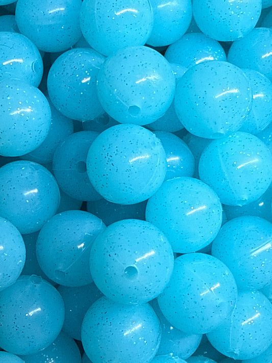 Silicone Bead Glitter Turquoise P64 - 15mm - 10 pack