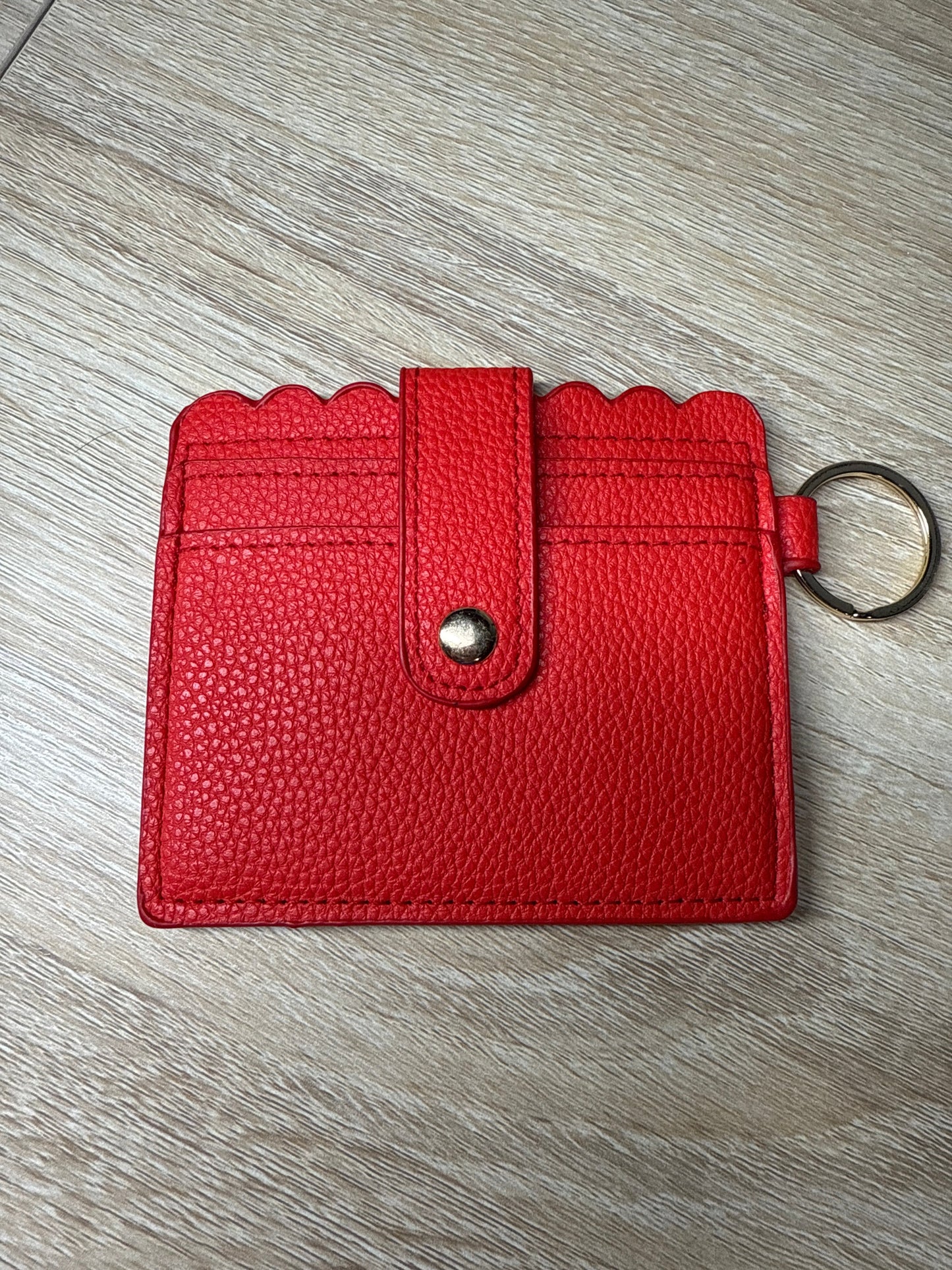 Mini Card Wallet Red w/Gold Hardware