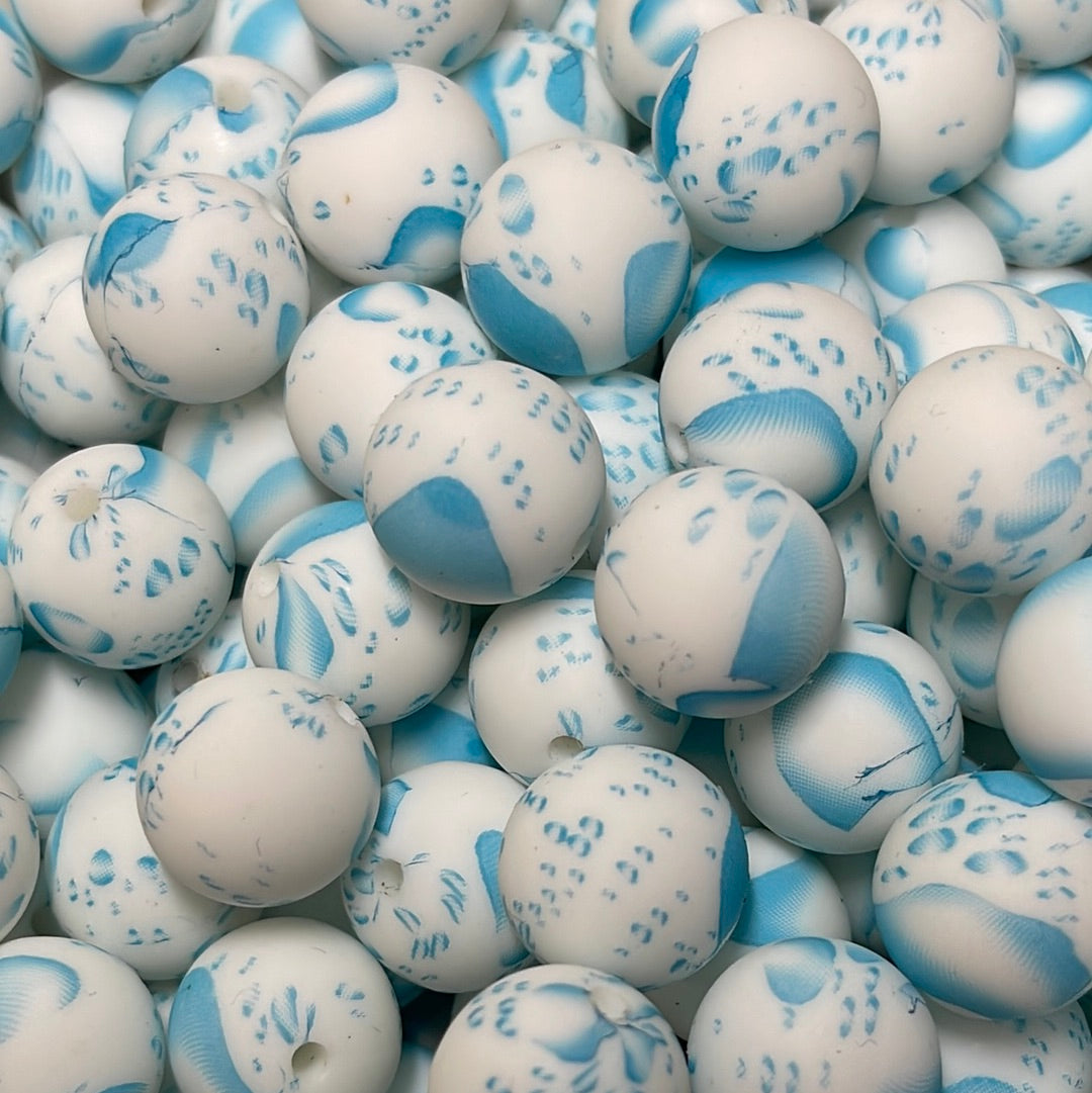 Silicone Bead Blue Sky P43 - 15mm - 10 pack